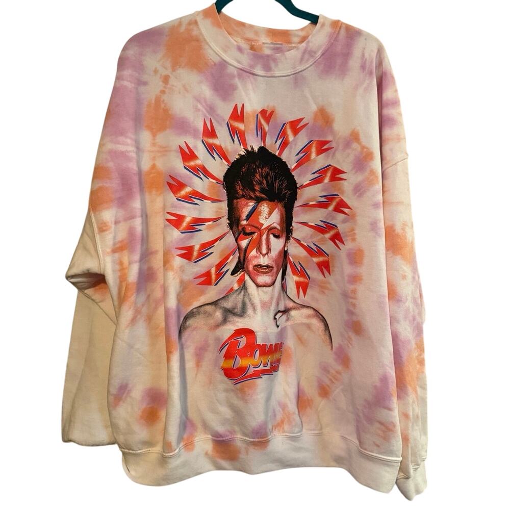 URBAN OUTFITTERS Oversized David Bowie Tie Dye Crewneck Fits S - 2X New w/o Tag